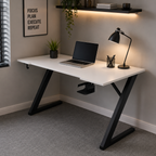 GameOver 48-Inch Ergonomic Gaming Desk with MDF and Lights - Black, 4 feet
