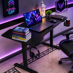 48-Inch Gaming Desk with LED Lights, Glossy Waterproof Top - 5 Feet