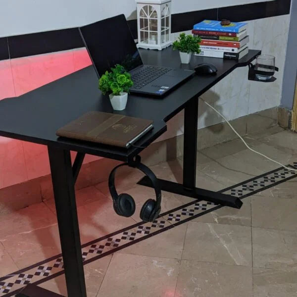 48-Inch Gaming Desk with LED Lights, Glossy Waterproof Top - 5 Feet