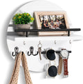 Wall Key Holder with Shelf, Hooks, and Mail Organizer - Black, 12.4"12.4"4.9