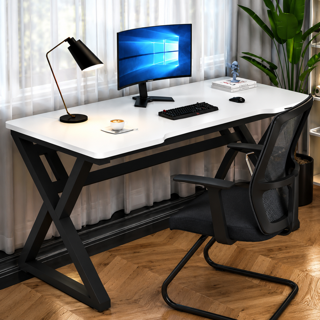 Computer Table Gaming Desk Set 48 inch PC Gaming Table - White, 5 feet