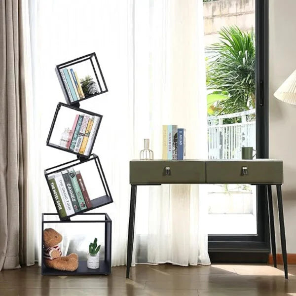 Modern Book Shelf, Storage Shelves for Living Room, Office - White, Small
