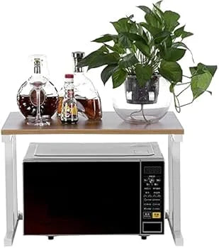 Microwave Shelf Storage Rack Utility Storage Shelf Rack Organizer Adjustable - light brown, Large