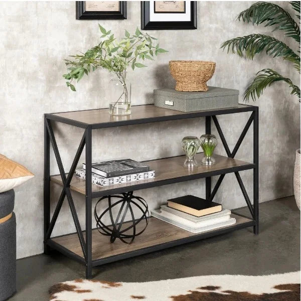 Carbon X-Frame Bookcase Console Organizer Rack Table - Large
