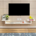 Floating Wall TV Shelf Console for LED/LCD and Decor - White, 60 inch