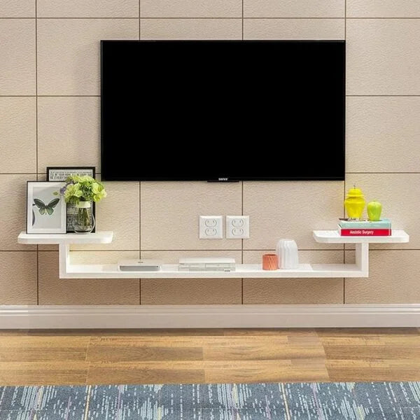 Floating Wall TV Shelf Console for LED/LCD and Decor - White, 60 inch