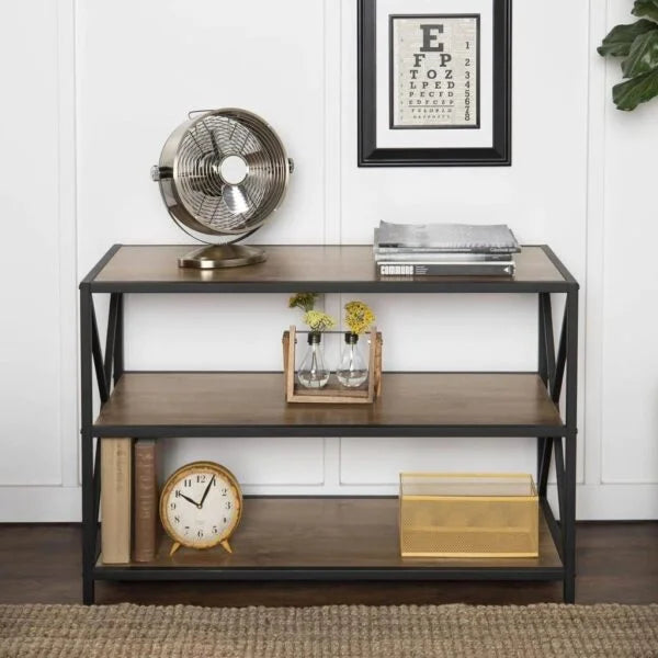 Carbon X-Frame Bookcase Console Organizer Rack Table - Large