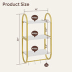 3 Tier Wall Shelves for Bathroom with Towel Bar and Hooks - Small