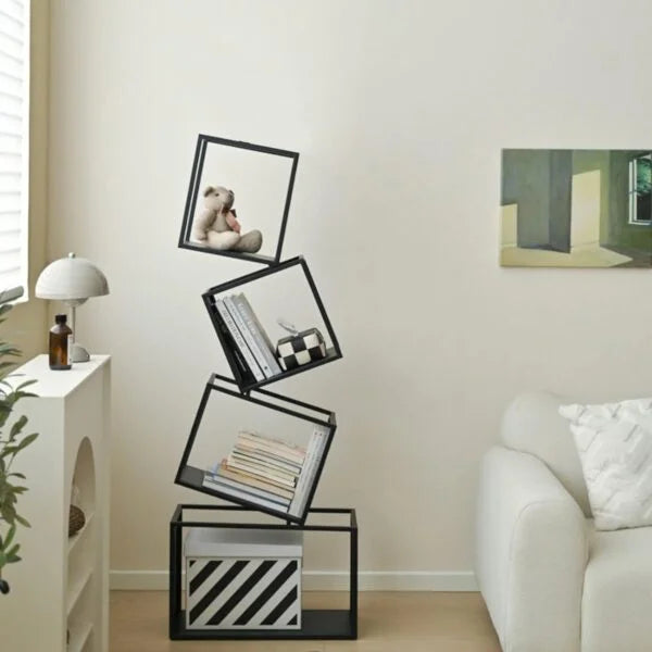 Modern Book Shelf, Storage Shelves for Living Room, Office - White, Small