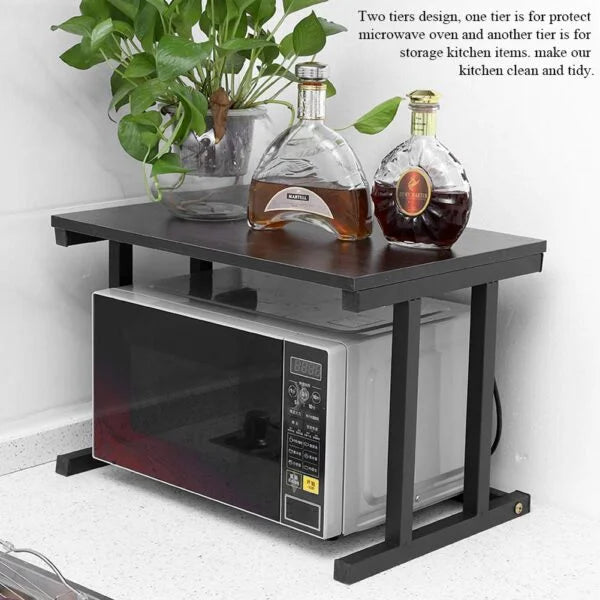 Microwave Shelf Storage Rack Utility Storage Shelf Rack Organizer Adjustable - light brown, Large