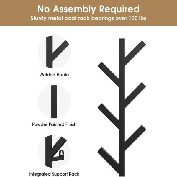 Vertical Coat Rack Wall Mounted - White