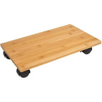 Under Desk Computer CPU Stand Cart CPU Holder with 4 Caster Wheels - light brown