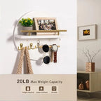 Wall Key Holder with Shelf, Hooks, and Mail Organizer - Black, 12.4"12.4"4.9