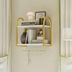 3 Tier Wall Shelves for Bathroom with Towel Bar and Hooks - Small