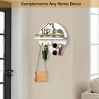 Wall Key Holder with Shelf, Hooks, and Mail Organizer - Black, 12.4"12.4"4.9