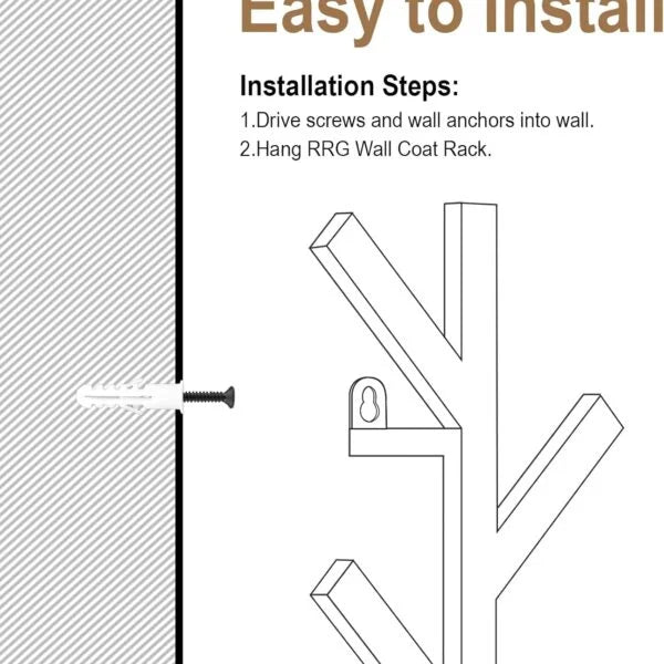 Vertical Coat Rack Wall Mounted - White