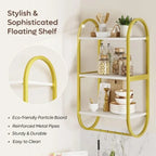 3 Tier Wall Shelves for Bathroom with Towel Bar and Hooks - Small