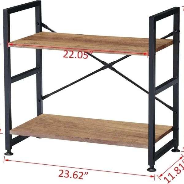 Carbon X-Frame Bookcase Console Organizer Rack Table - Large