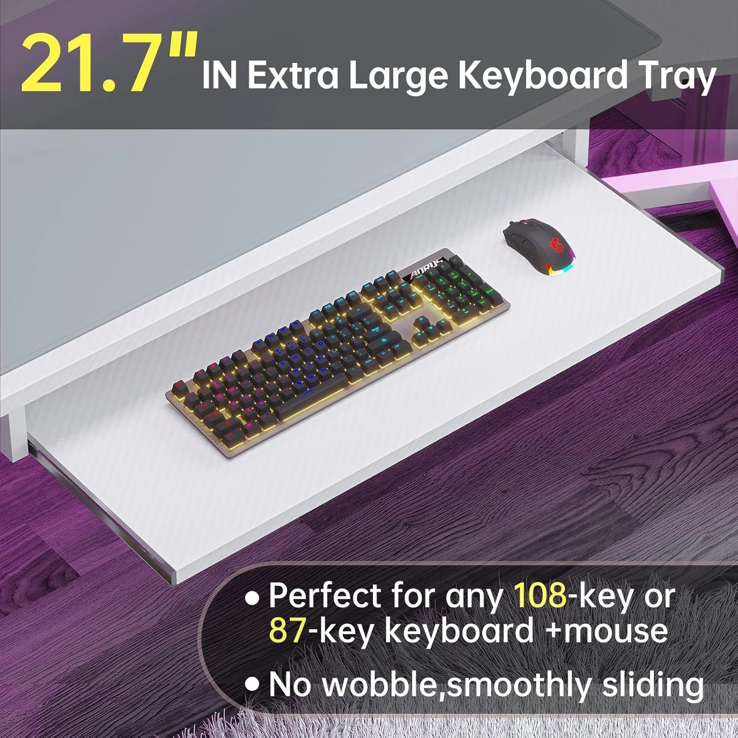 79" Gaming Desk, Computer Desk with 2 Fabric Drawers & LED Light, L Shaped Gaming Desk with Storage Shelf for Home Office, Carbon Fiber Black - Carbon Fiber, White