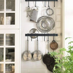 Kitchen Rail with 15 Hooks, 16 Inch Wall Mounted Hanging Utensil Rack.