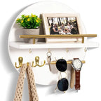 Wall Key Holder with Shelf, Hooks, and Mail Organizer - Black, 12.4"12.4"4.9