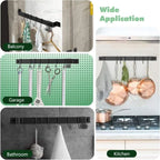 Kitchen Rail with 15 Hooks, 16 Inch Wall Mounted Hanging Utensil Rack.