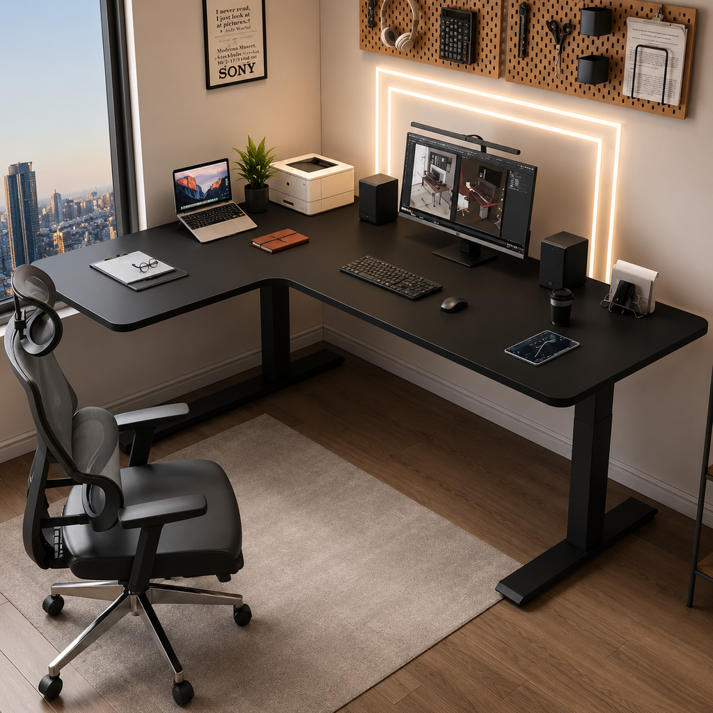 6 feet Turn Corner L shape Desktop Computer Table