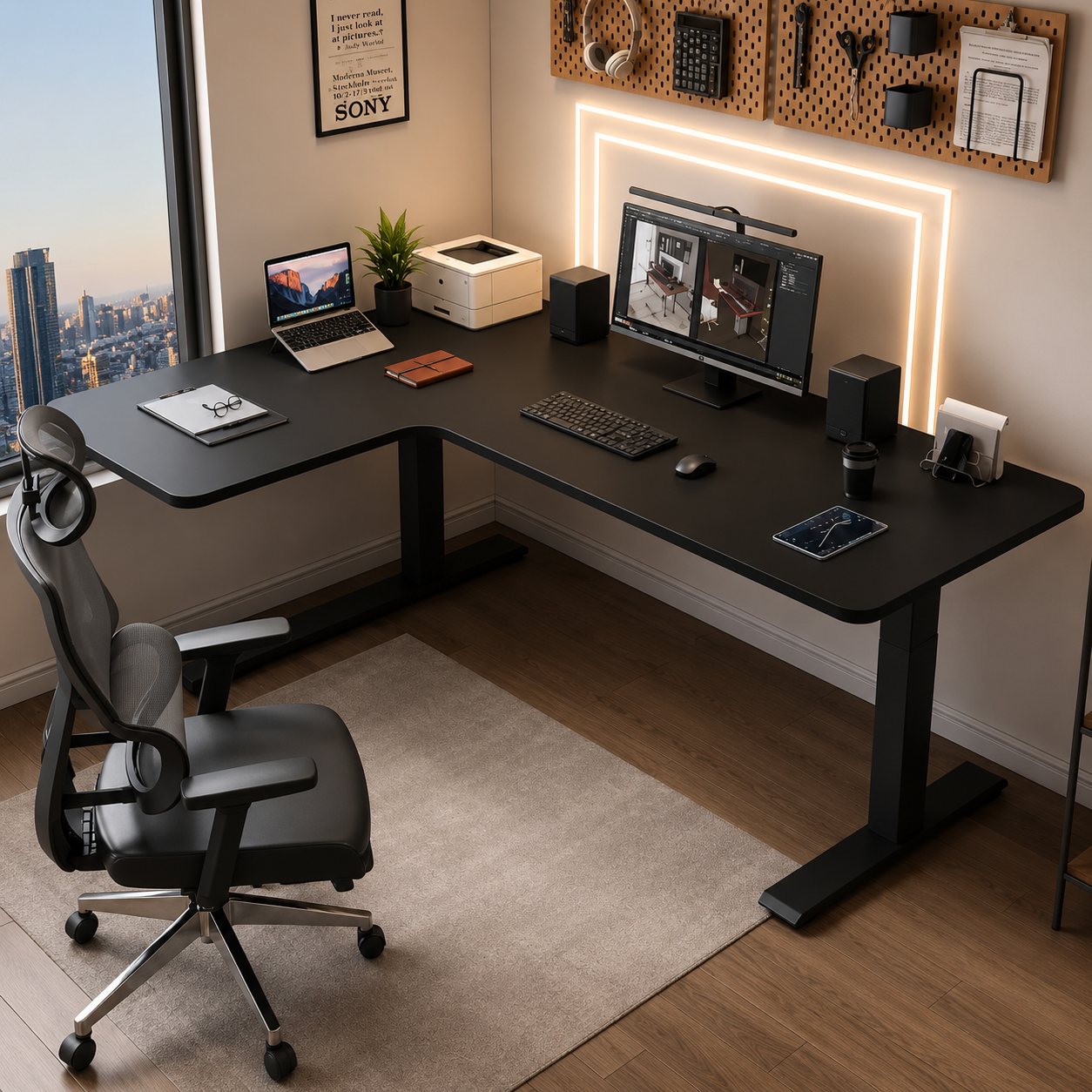 6 feet Turn Corner L shape Desktop Computer Table
