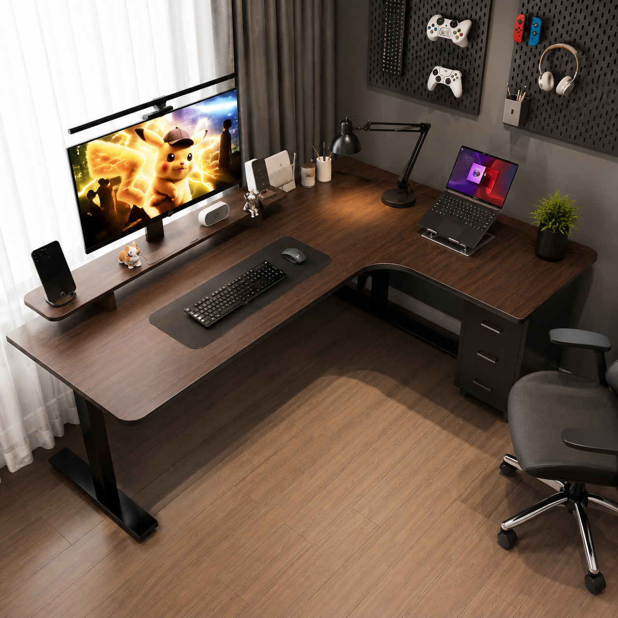 6 feet Turn Corner L shape Desktop Computer Table