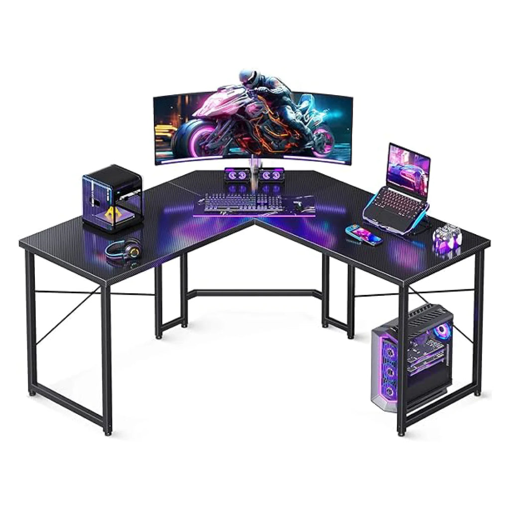 L Shaped Gaming Desk, Corner Desk Gaming Table for Home Office, Computer Desk Study Writing Workstation for Small Space, Easy to Assemble, 51 inch - White, 51inch