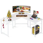 L Shaped Gaming Desk, Corner Desk Gaming Table for Home Office, Computer Desk Study Writing Workstation for Small Space, Easy to Assemble, 51 inch - White, 51inch