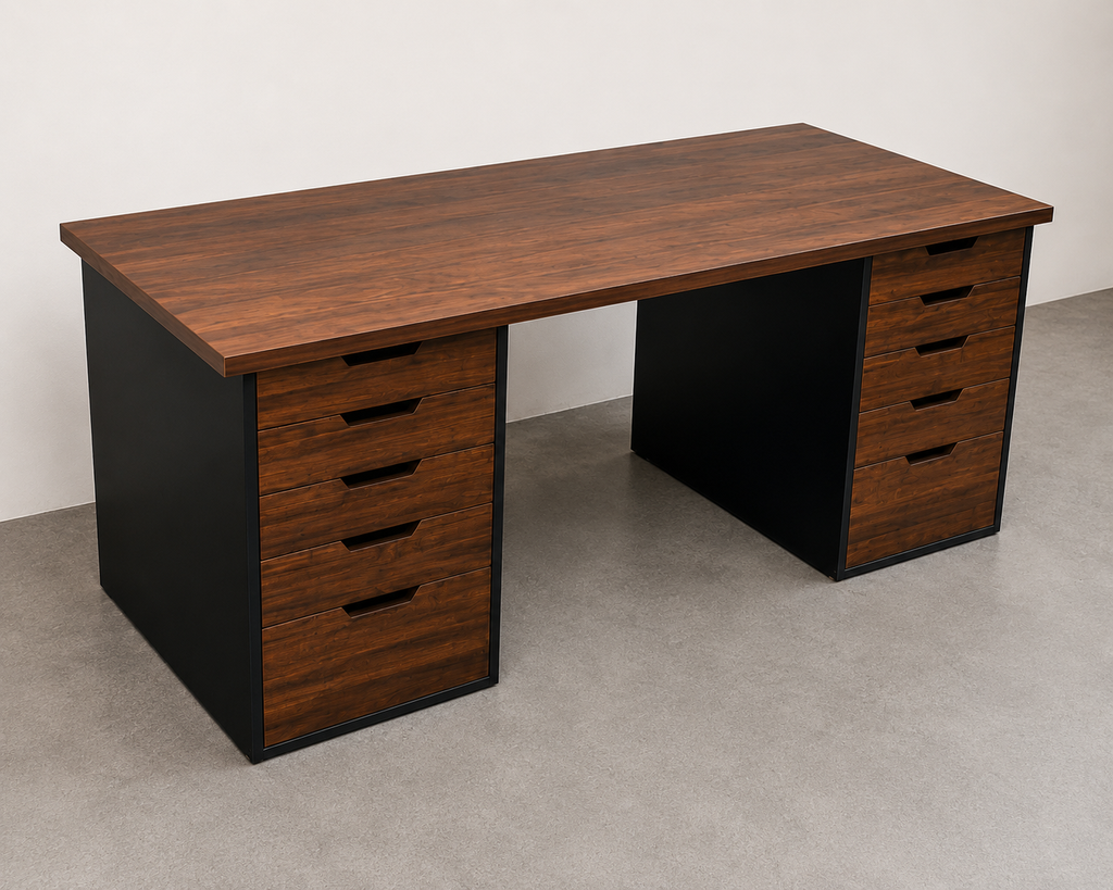 Executive Office Desk – Premium Wooden Double Drawer Office Table