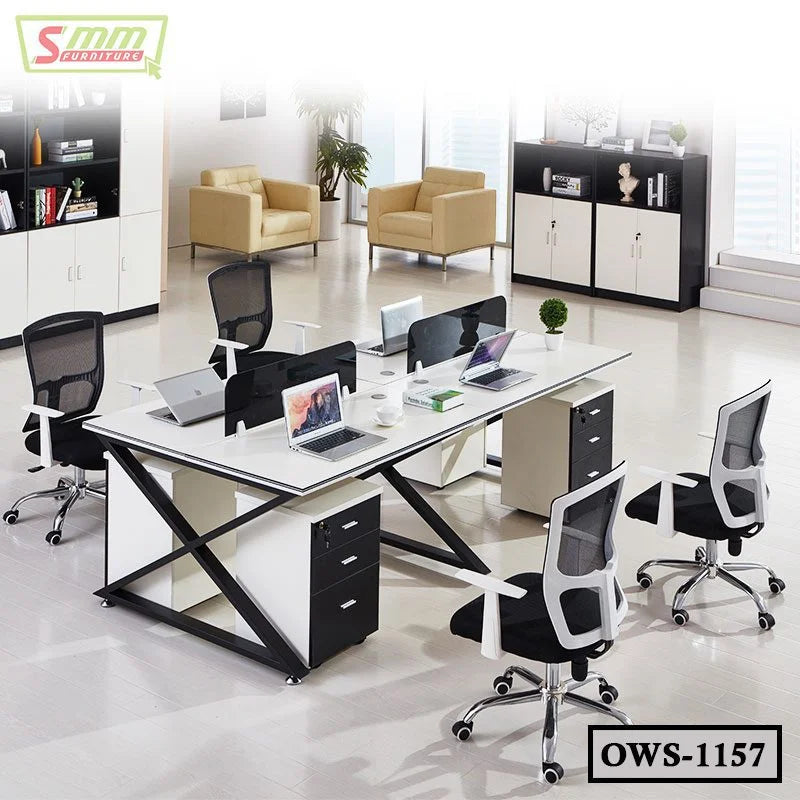 Office Workstation Table With Partition - 6 Seater
