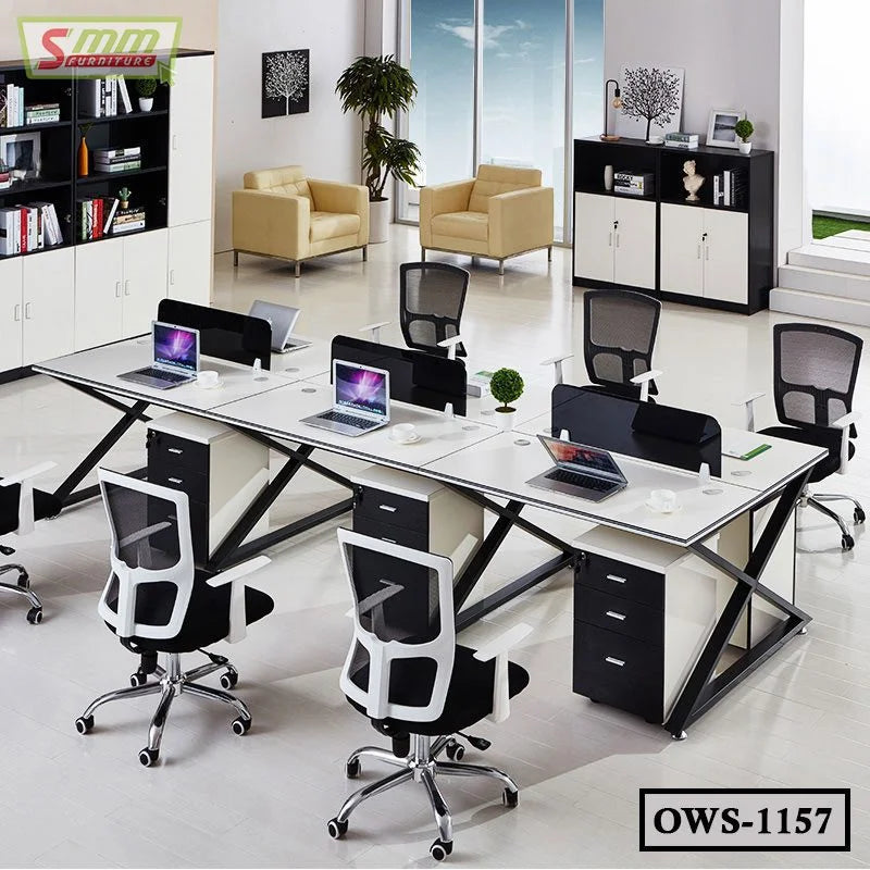 Office Workstation Table With Partition - 6 Seater