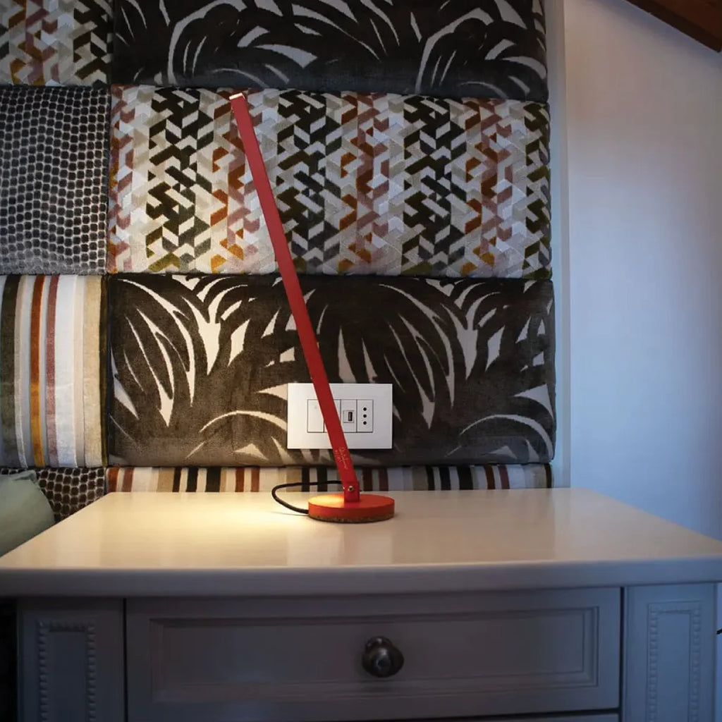 Handmade Red Gica Contra Table Lamp | Italian Minimalist Light Sculpture with Warm Glow - Black