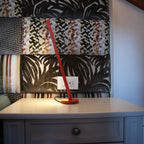 Handmade Red Gica Contra Table Lamp | Italian Minimalist Light Sculpture with Warm Glow - Black