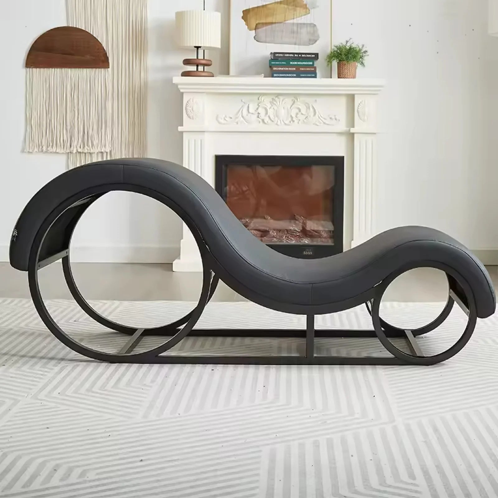 Hot Selling Modern Metal Body Frame To Go Sofa Red Sex Chair Leisure Style S-Shape Yoga Chair For Bedroom And Living Room
