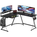 51 x 51 Inches Vista L-Shaped Desk with Monitor Stand and Drawer, Black