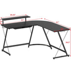 51 x 51 Inches Vista L-Shaped Desk with Monitor Stand and Drawer, Black