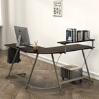 51 x 51 Inches Vista L-Shaped Desk with Monitor Stand and Drawer, Black
