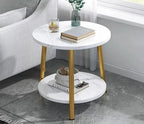 Elegant and Functional Double Layers Marble Side Table Set - Black