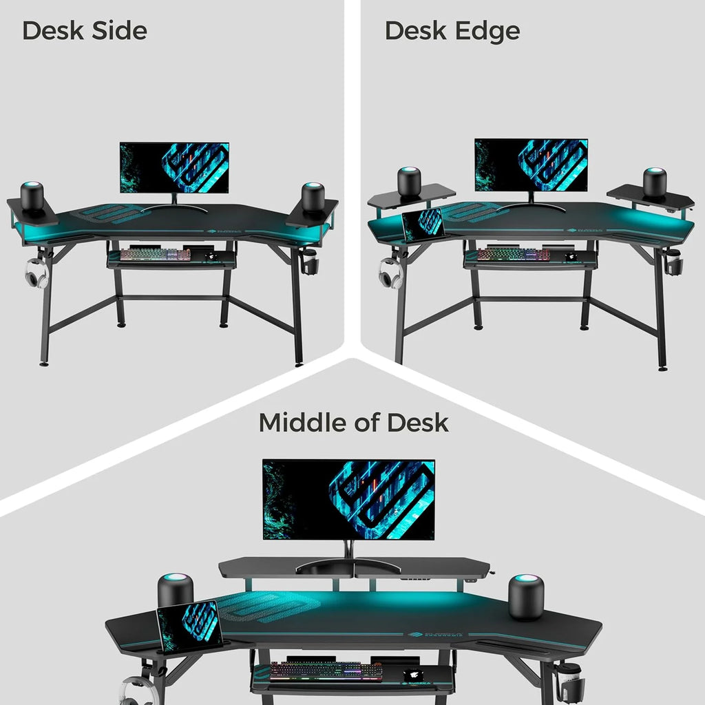 Eureka Ergonomic Aero 72-Inch Gaming Desk with RGB LED &Monitor Stand