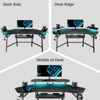 Eureka Ergonomic Aero 72-Inch Gaming Desk with RGB LED &Monitor Stand