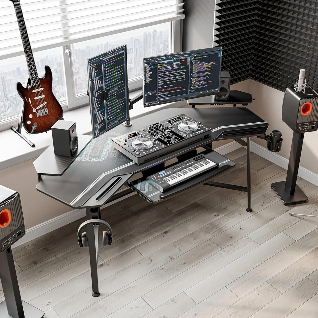 Eureka Ergonomic Aero 72-Inch Gaming Desk with RGB LED &Monitor Stand