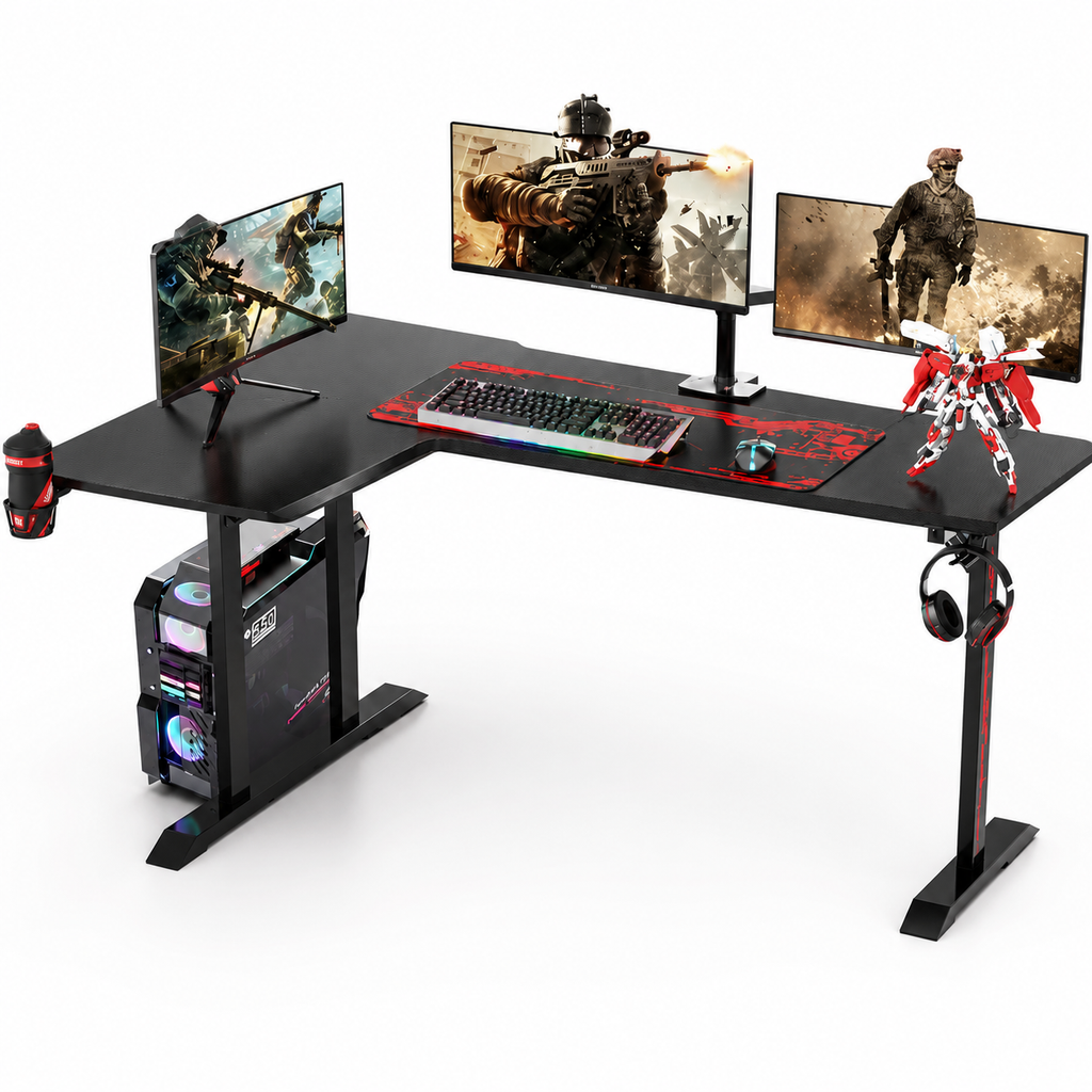 Ergonomic Gaming Desk L Shape Gaming Computer Desk - Black