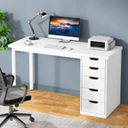 Computer Desk with 5 Drawers, 48 inches Home Office Desk with Storage, Modern Simple Laptop Desk Study Writing Table for Small Spaces - Brown+Black