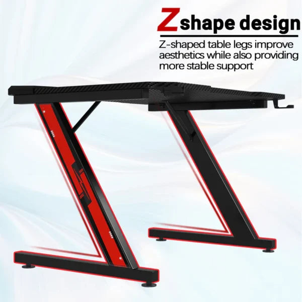 GameOver 48-Inch Ergonomic Gaming Desk with MDF and Lights - Black, 4 feet