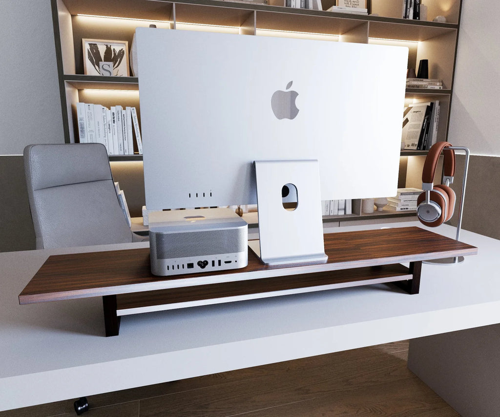 LED Stylish Dual Monitor stand with Desk Shelf to keep your things