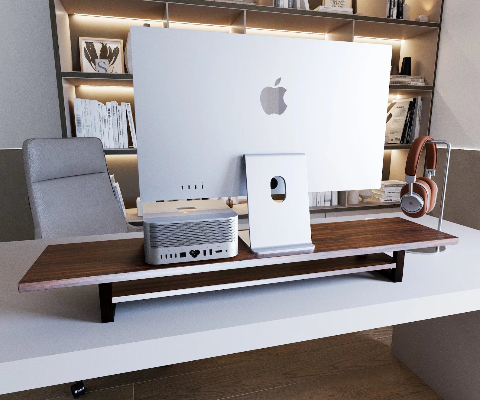 LED Stylish Dual Monitor stand with Desk Shelf to keep your things