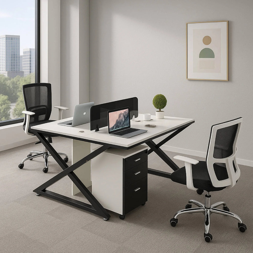 Office Workstation Table With Partition - 6 Seater